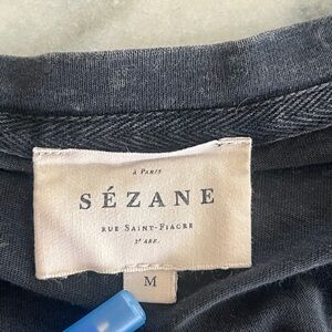 Sézane Marbled Black Wash Tee – Charcoal / Vintage Fade – Size M